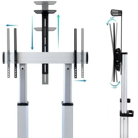 Tooq FS20300M-B Soporte de Suelo con Ruedas Inclinable Ajustable para TV 60-100" hasta 100kg con Bandejas DVD y Webcam
